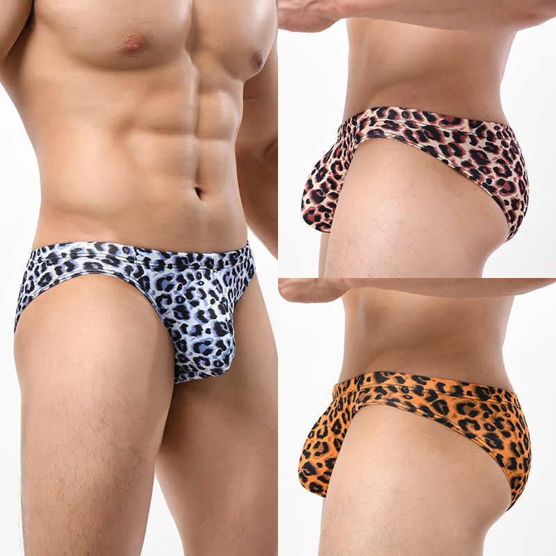 Leopard Print Underwear for Men, European and American Hot-Selling Briefs, Youth Boys' Large Size Sports Printed Shorts for Men