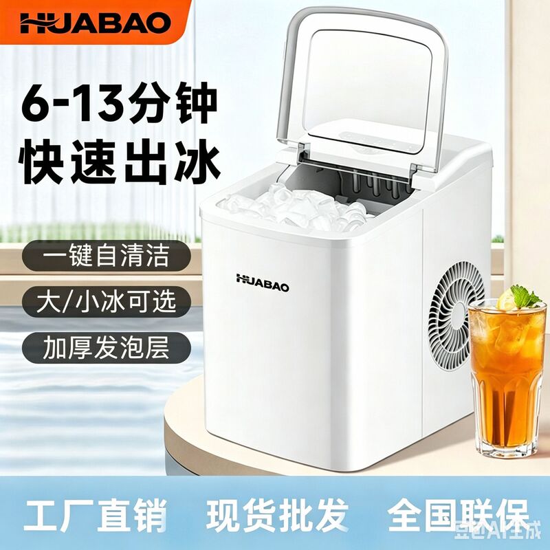 Huabao Ice Maker for Home Use, Outdoor Dormitory, Student Dormitory, Small Mini Air-Cooled Fully Automatic Low-Power Ice Cube Making Machine Huabao Ice Maker for Home Use, Outdoor Dormitory, Student Dormitory, Small Mini Air-Cooled Fully Automatic Low-Power Ice Cube Making Machine