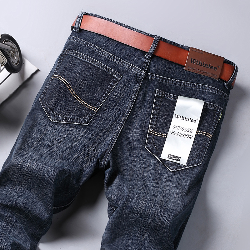 Neue Business-Herren-Jeans, lässig, gerade, Stretch, modisch, klassisch, blau, schwarz, Denim-Hose, männlich, Markenkleidung_voghion.com