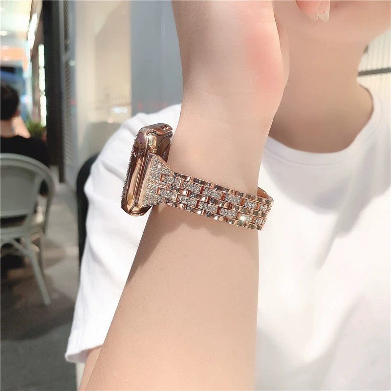 Подходит для iWatch 7/6/5/4/3/2, модель Five-Zhuzhu, инкрустированный металлический корпус, алмазная обработка, совместимо с Apple SE