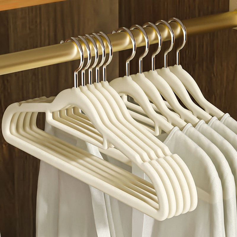 Flocked Hangers, Seamless, Anti-Shoulder Angle, Anti-Slip, Home Organizer Storage, Adult Clothes Support, Plastic Thickened Clothes Rack