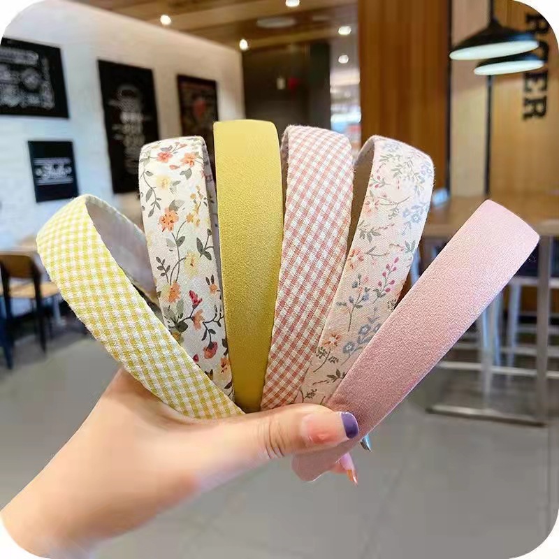 Brede haarband Zomer Franse stijl Veelzijdige buitenbloemige stof Clip Tie Gestreken haar Internet beroemdheid Koreaans_voghion.com