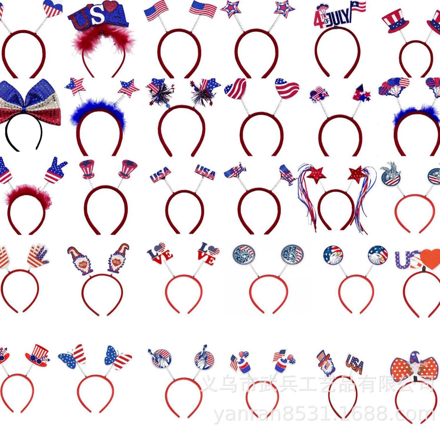 Amazon Горячая Распродажа Флаг США Шляпа Повязка на голову День независимости Партия Карнавал Патриотический парад Кисточка Декоративная пряжка на голову