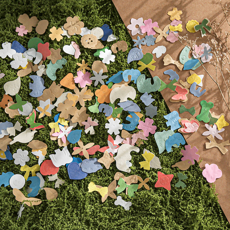 Material en relieve de papel especial de Mu Ran, una página de la serie sin dormir, collage de elementos pequeños, papel de material decorativo de base de cuenta manual