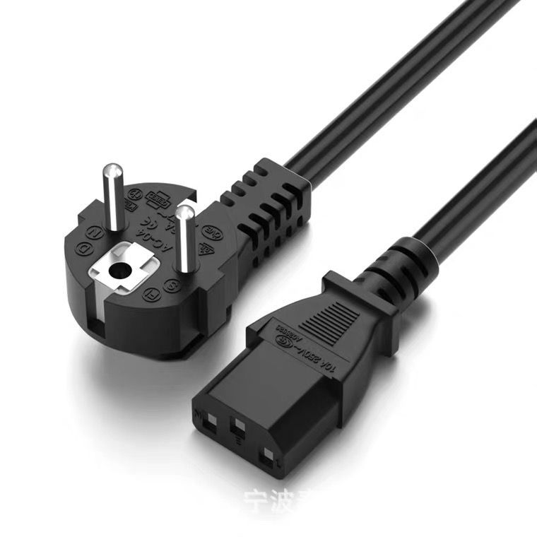 欧标三芯电源线 欧式双插连接线 法式品字尾双头电源线