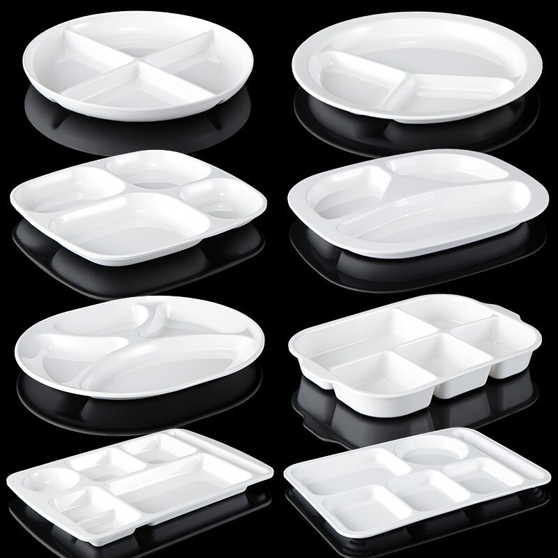 melamine fast food plate school canteen six-compartment plate kindergarten compartment plate suit porcelain plastic four-compartment plate commercial