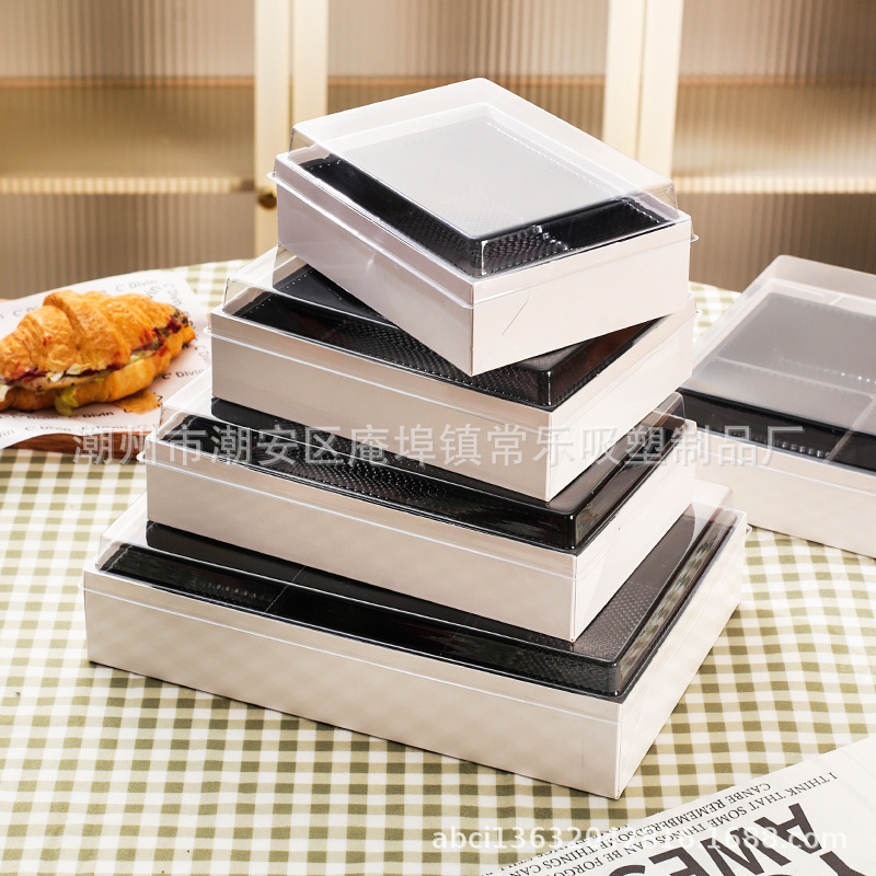Caja de embalaje de fruta cortada no plegable, caja de embalaje desechable a prueba de niebla de cuatro cuadrones, cinco cuadrones y seis cuadrones de sushi