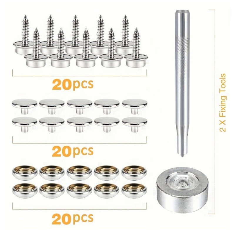 10mm螺丝大白扣62pcs户外游艇篷布多功能四合扣多材质套装跨境