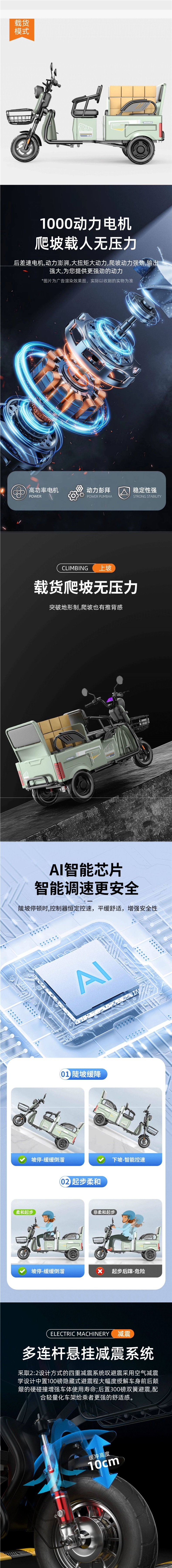 New Electric Tricycle for Family, Elderly, and Cargo
