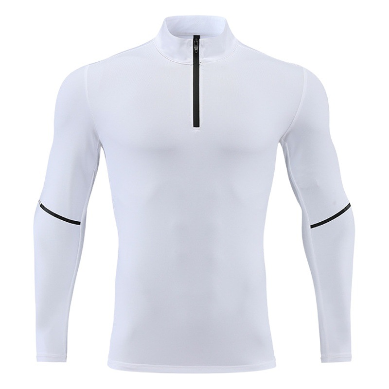 Primavera y otoño hombres deportes al aire libre de manga larga media cremallera corriendo collar UA misma camiseta superior en stock logotipo impreso personalizado