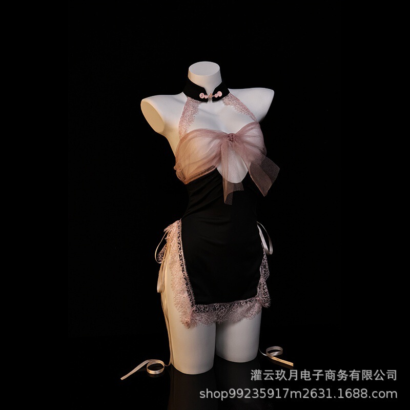 Sexy Lingerie, Sexy Pure Desire, Small Breasts, Cheongsam, No Need to Take Off, Temptation Lace Lace Slit Uniform Qqny No Need to Take Off