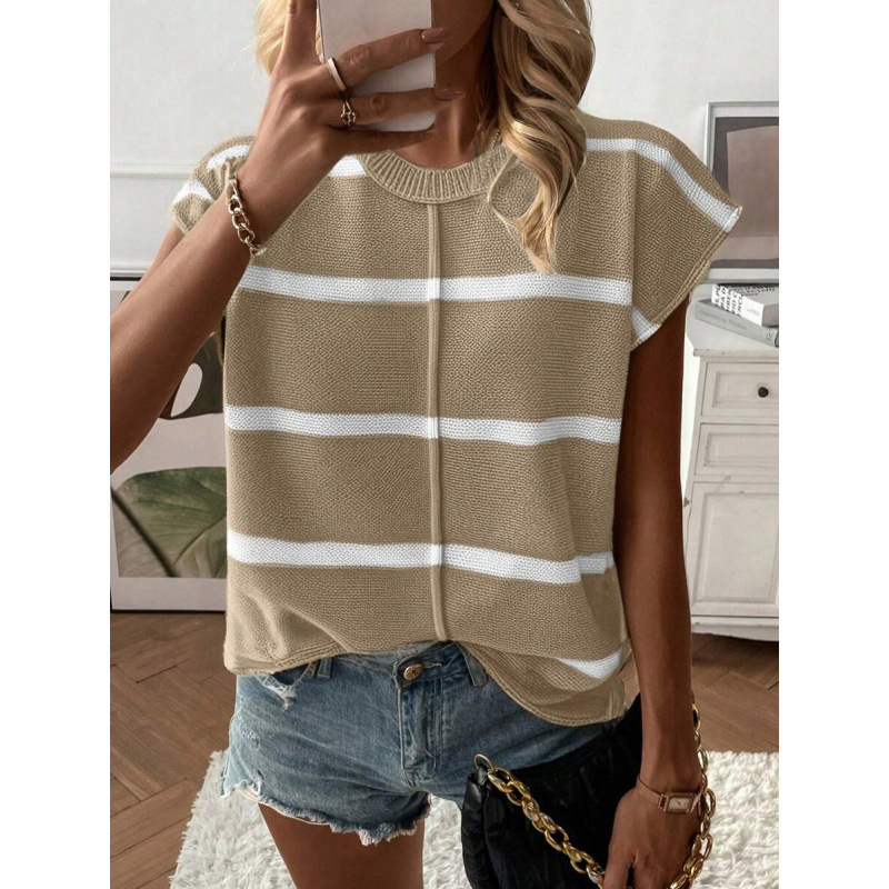 Comercio exterior nuevo cross-border Knitwear casual cuello redondo suelto hombro sin mangas