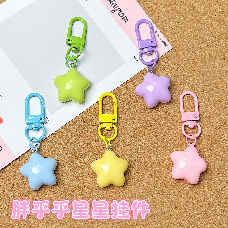 Cute Chubby Custard Star Resin Keychain Bag Pendant DIY Pendant Bestie Couple Gift Decoration