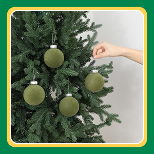 Ornements de Noël en velours floqué de 8 cm – Ensemble de décorations de Noël haut de gamme au toucher doux pour le sapin et la maison (Style européen élégant, coffret cadeau de 9 pièces)_voghion.com