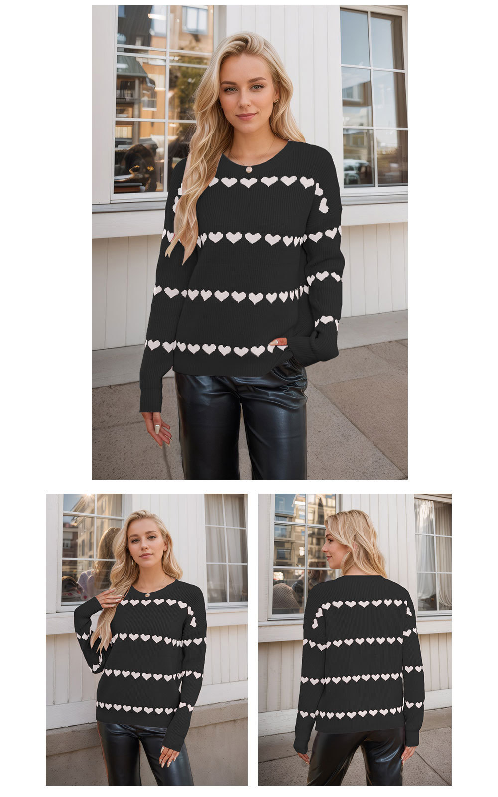 Long Sleeve Sleeve Length Wholesale Women's Casual Streetwear Heart Shape Long Sleeve Sweaters & Cardigans
