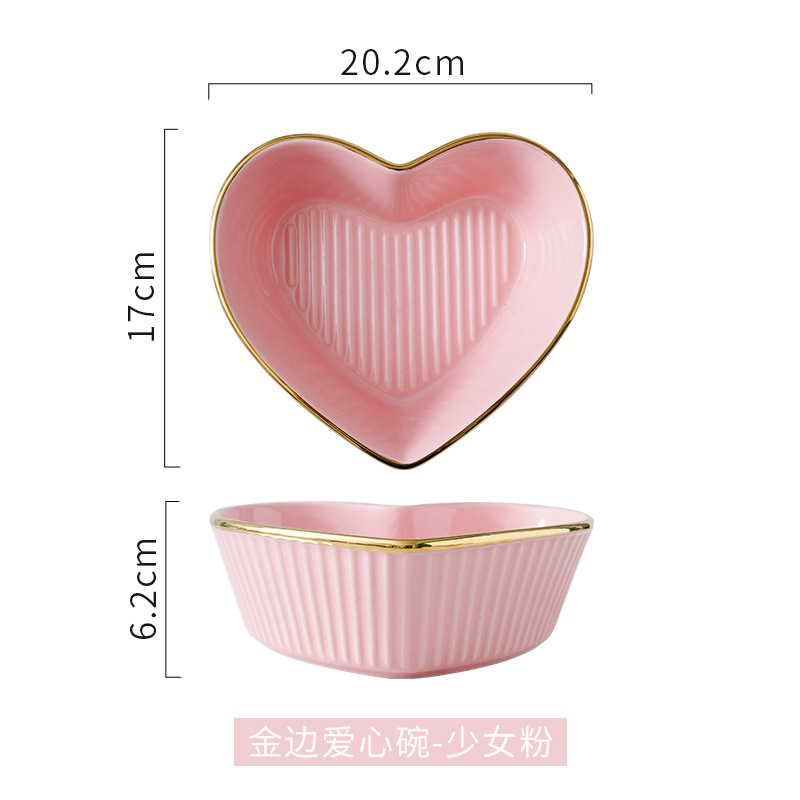 Nórdico creativo lindo corazón tazón hogar vajilla merienda melocotón corazón tazón rojo cerámica postre ensalada de frutas tazón