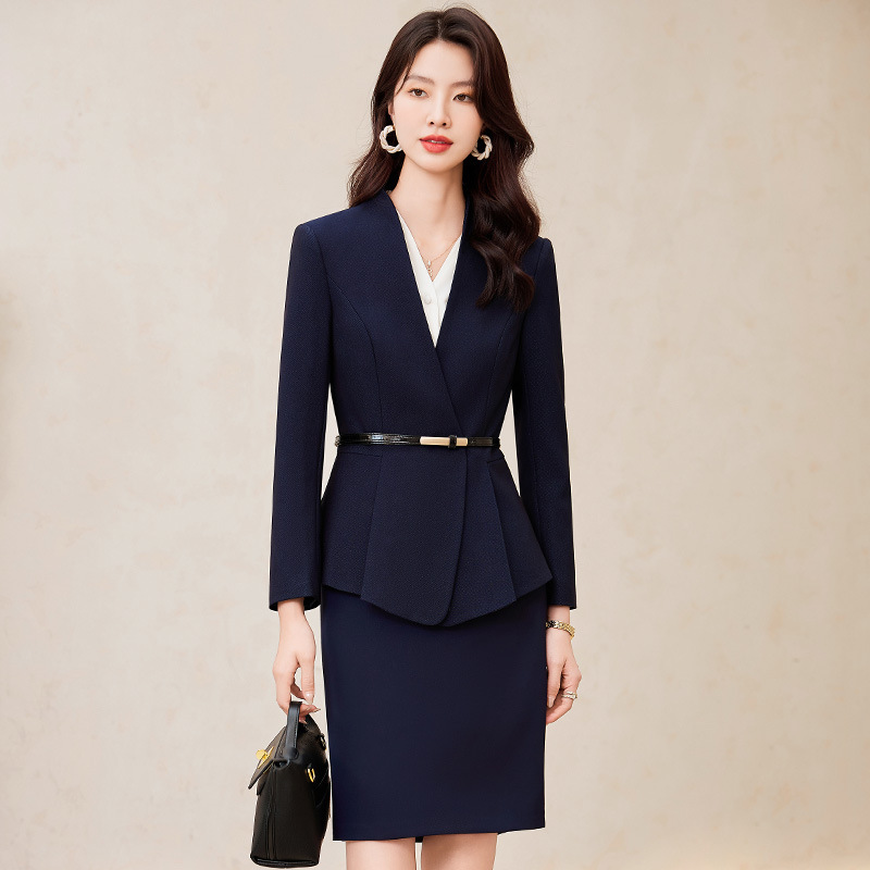Navy Blue Suit Skirt Business Attire for Women Spring and Autumn Formal Wear Jewelry Store Work Clothes Business Suit High-End Business