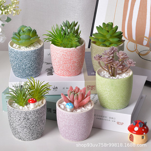 Ceramic Flower Pot in Macaron Colors, Nordic Simple Creative Green Plant Pot for Balcony Home Use, Jingdezhen