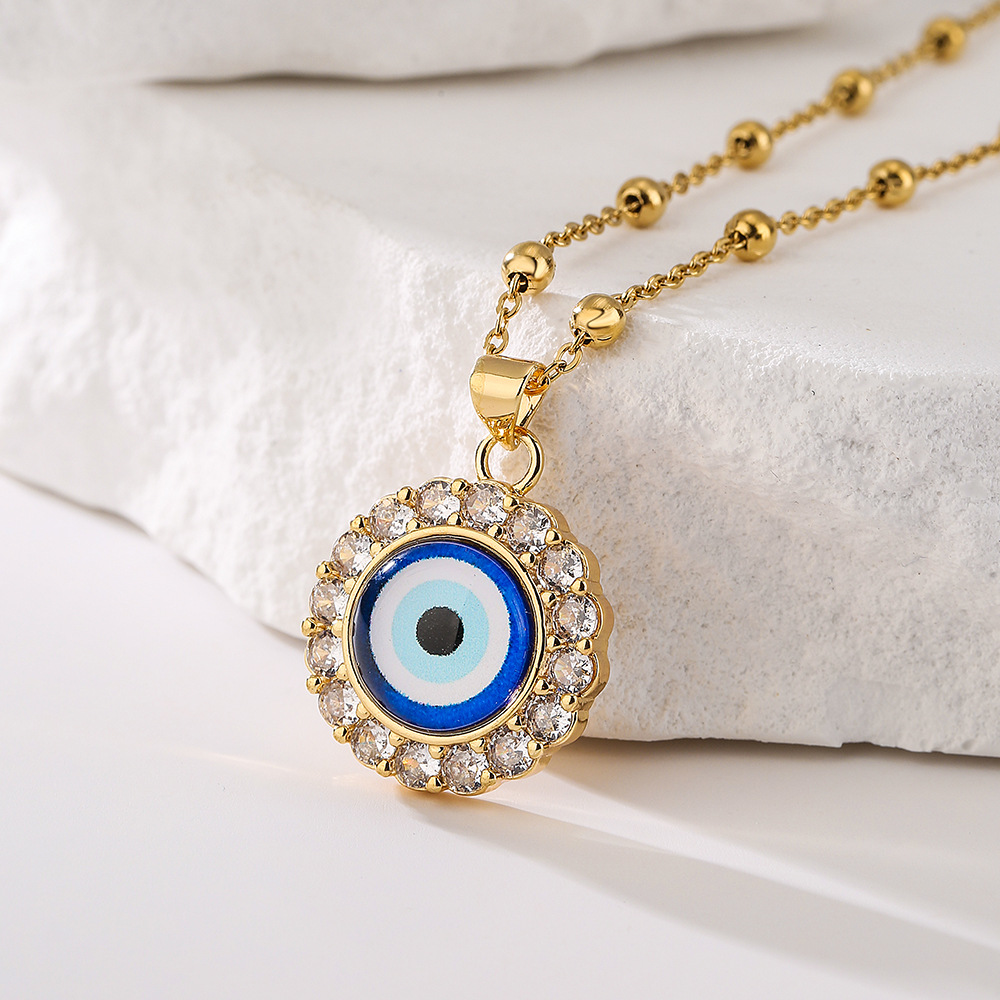 Fashion Eye Copper Inlay Zircon Pendant Necklace 1 Piece