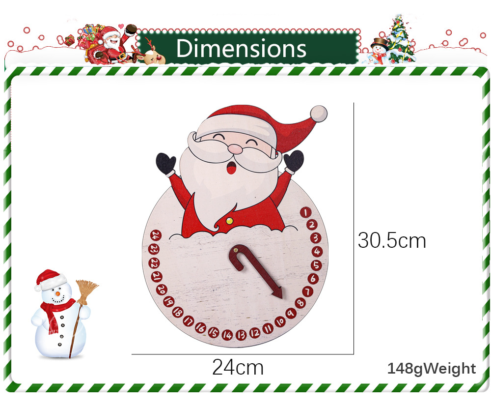 Christmas New cartoon Christmas wooden pendant indoor decoration Christmas tree pendant Christmas Snowman clock door plate ornaments_voghion.com