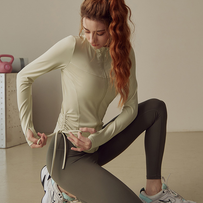 Sports Tops for Women Spring & Fall Long-Sleeved Slim Cardigan Zipper Gym Quick-Drying Running Yoga Jacket Breathable