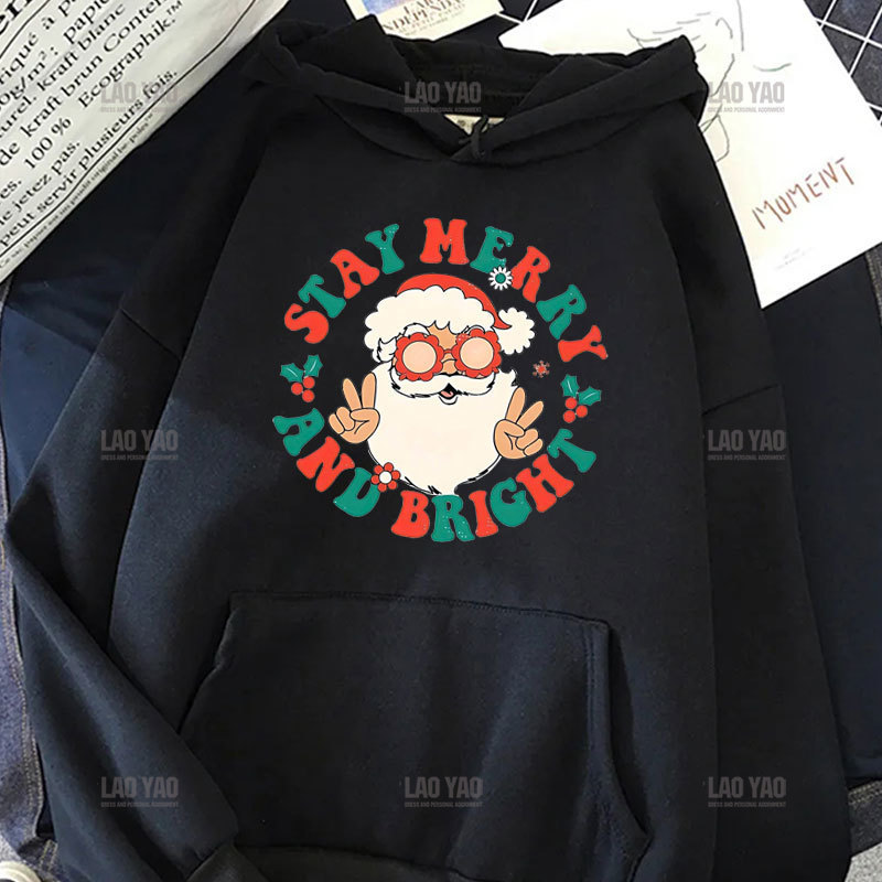 Merry Christmas Harajuku New Year Women Man Graphic Hoodies