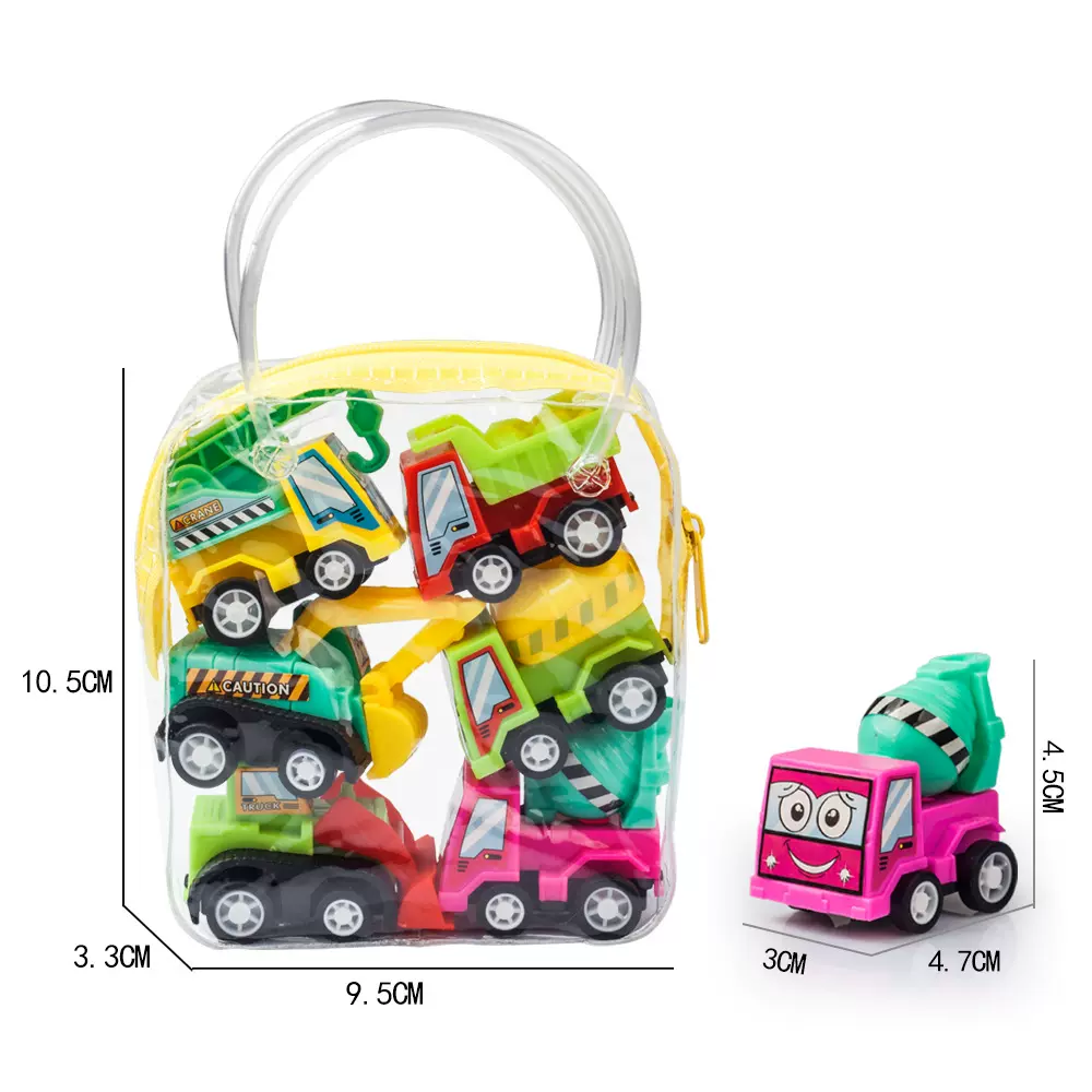迷你回力卡通工程车套装礼袋装儿童玩具小汽车幼儿园宝宝礼物