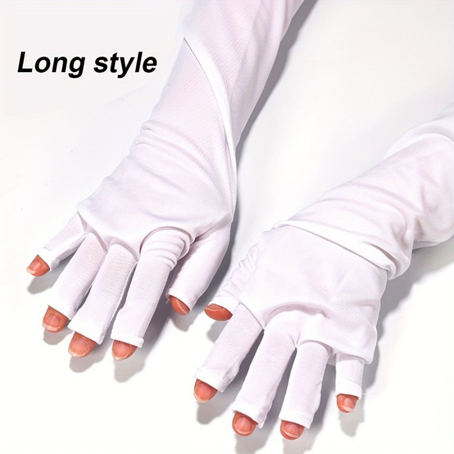 Guantes de uñas para evitar que la máquina de fototerapia se hornee, protector solar negro, anti-ultravioleta, anti-iluminación, bloqueo negro, medio dedo