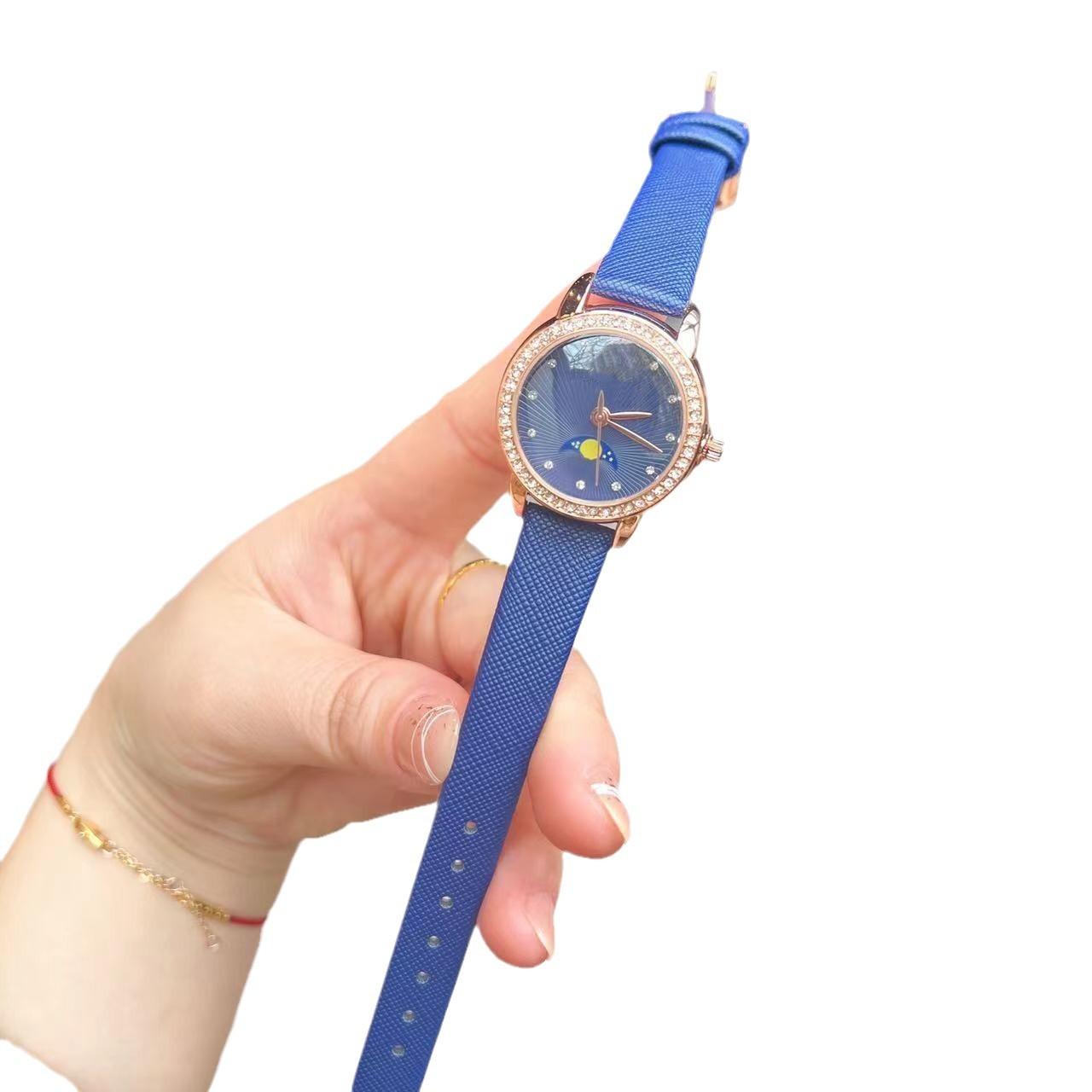 새로운 AJIA MOON PHASE 시리즈 쿼츠 시계 시누이의 여성용 같은 스타일 시계 스틸 스트랩 세련되고 다재다능한 석영 여성용