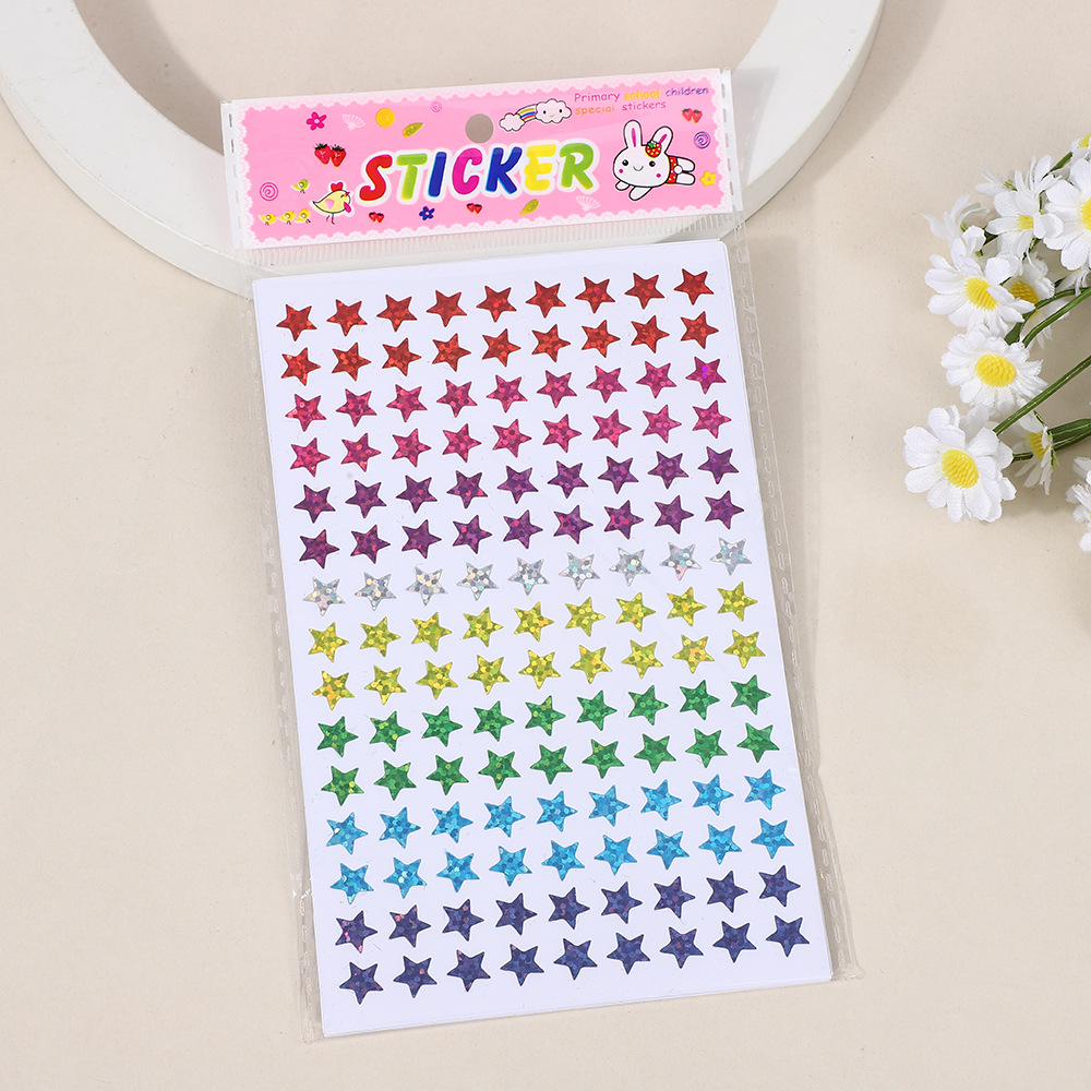 Pegatinas láser de color estrella flash pegatinas de jardín de infantes para niños recompensas pegatinas adhesivas de pentapunto pegatinas