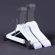 哑白色实木服装店专用衣服架女装无痕木质衣挂裤架防滑衣撑子批发