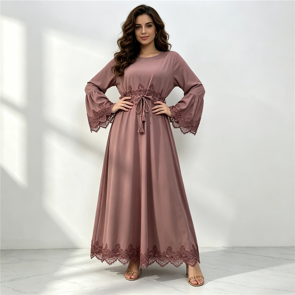Cross-border foreign trade fashion Nida lace-up dress 16001
