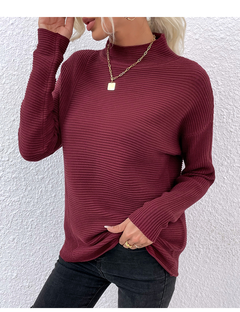 solid color high neck rib sweater nihaostyles wholesale clothing NSMMY83094