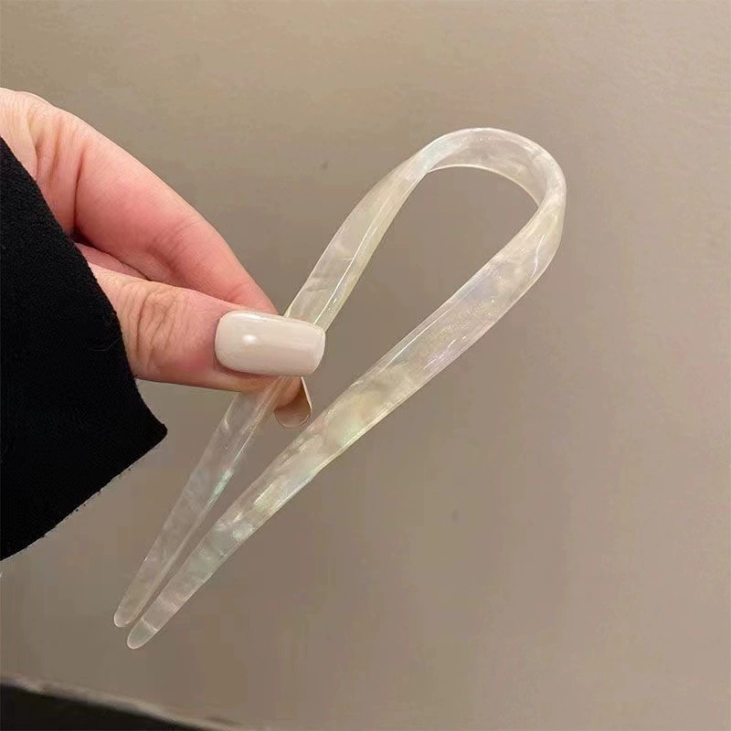 Ретро китайская заколка для волос Acrylic U-образная зажимка для волос, простой элегантный дизайн, 13 см
