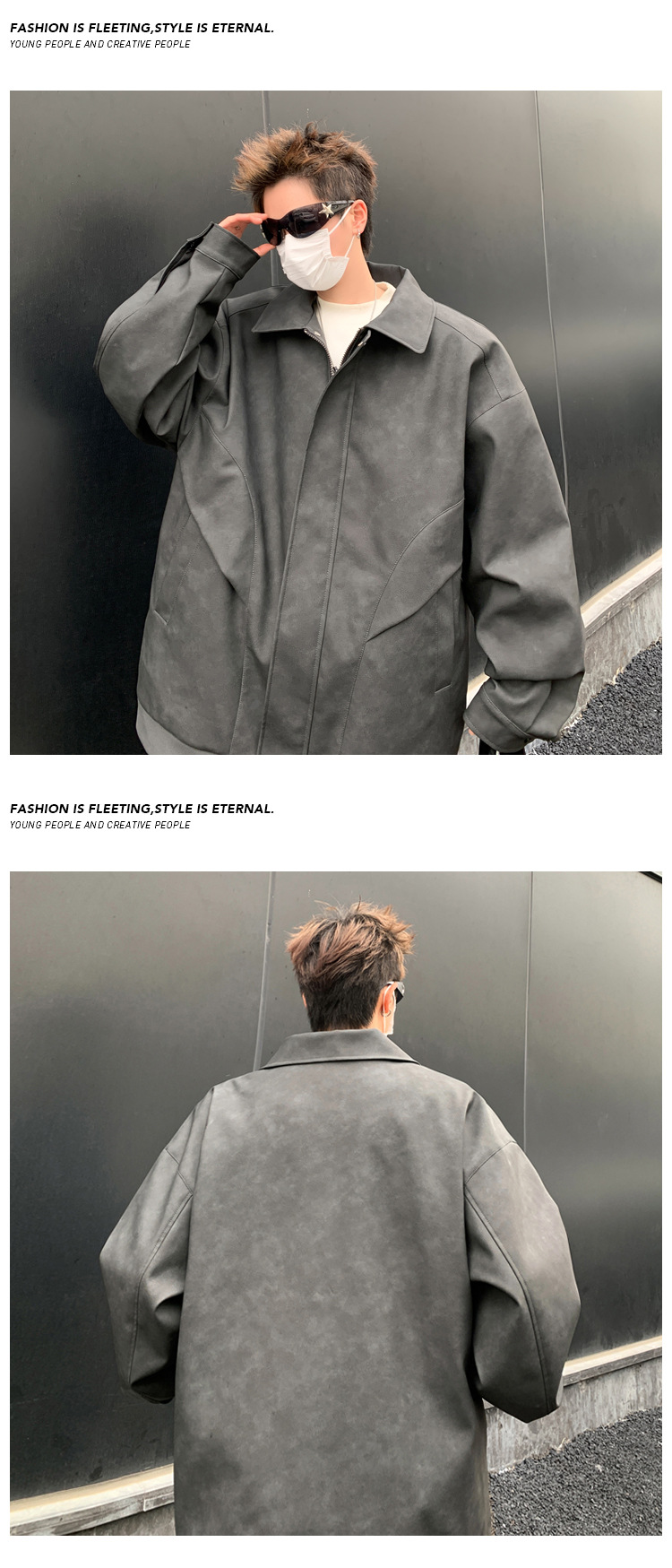 American Street Style Leather Flight Jacket Men Workwear Coat_voghion.com