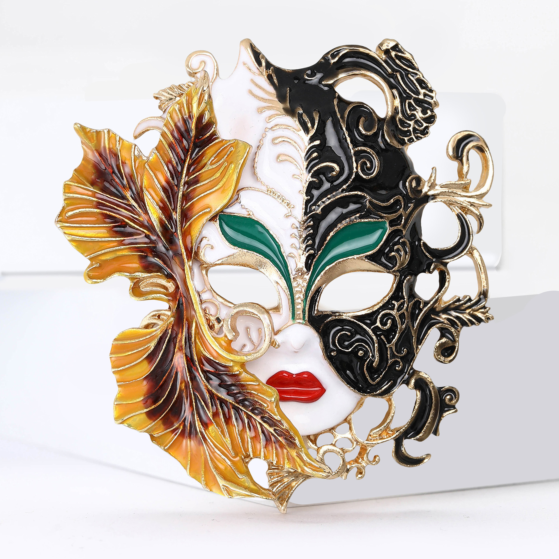 New Hot-Selling Fashion Creative Heavy-Duty Enamel Oil-Drip Carnival Mask Brooch Alloy Personality: Br4619