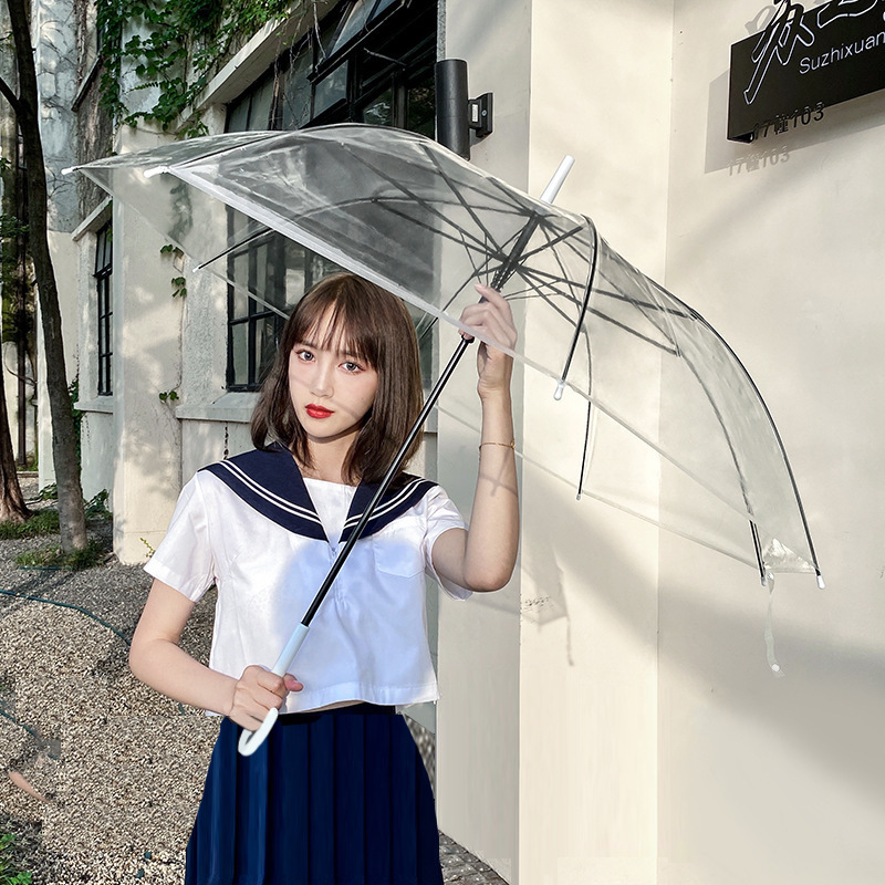 Creative net red PVC transparent umbrella wholesale disposable long handle automatic umbrella printed LOGO advertising gift umbrella