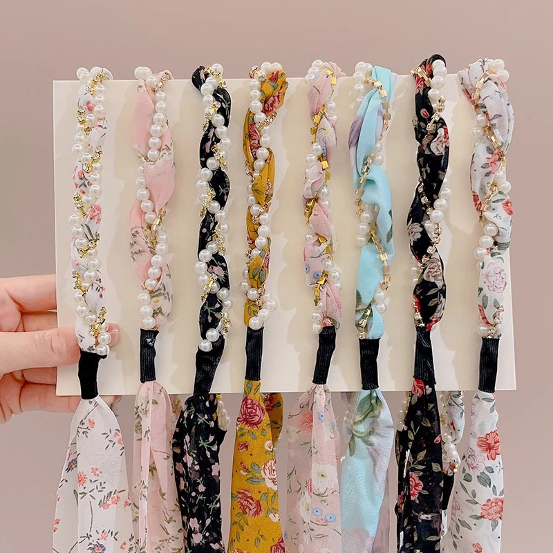 Super inmortal flor trenzada correa de cabello femenina de alto nivel de estilo extranjero correa de cabello de moda bufandas de seda correa de cabello correa de cabello adornos de cabello