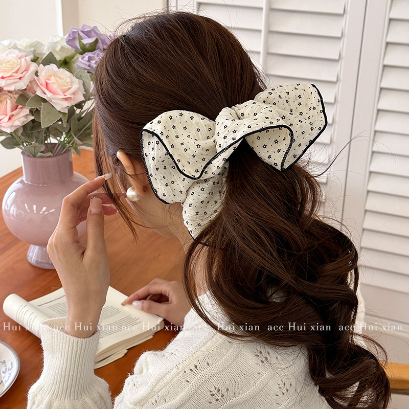 korean style fabric floral large large large intestine hair band elegant polka dot lock edge headband western style all-matching headdress flower top cuft