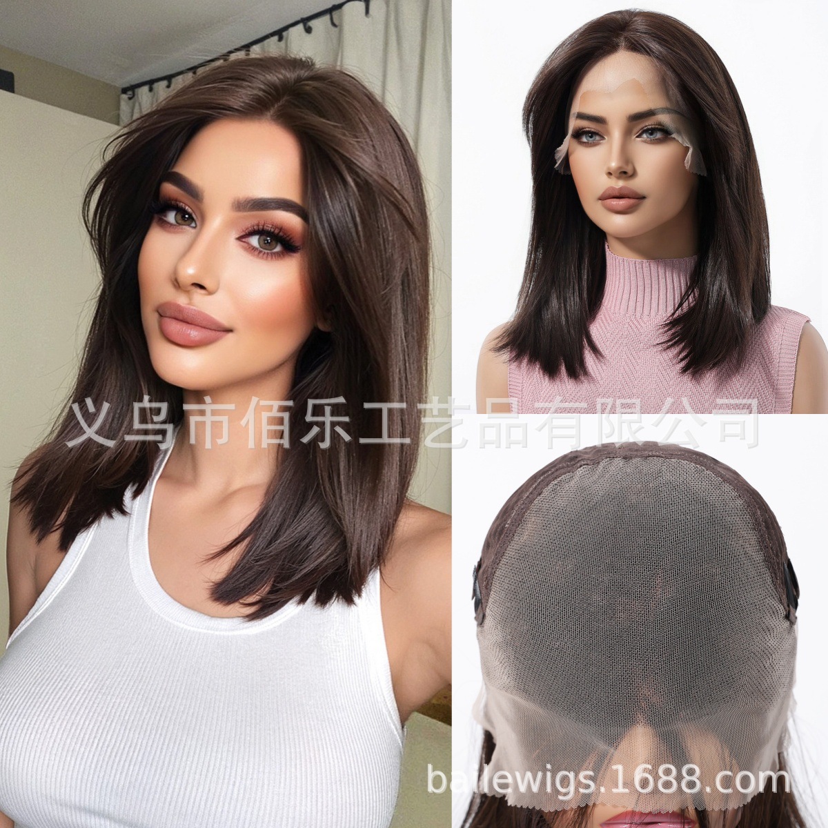 Gran área de encaje pelucas 13 * 6 capas doradas de cabello largo recto cubierta de cabeza europea y americana spot wiglace transfronterizo image 9