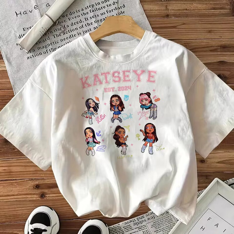 Katseye Top T-Shirt Female Aesthetic Psychedelic Female Graphic Korean-Style Clothing Shirt Fashion Y2K Streetwear