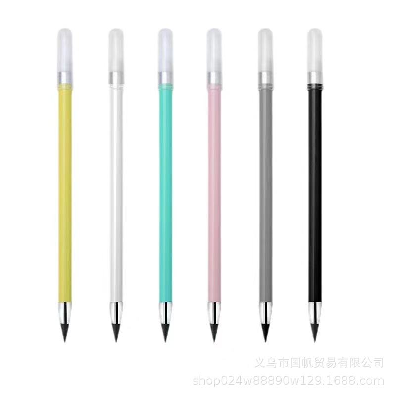 Lápiz eterno, no es necesario afilar el color de escritura, tecnología negra completa con macarons de goma, duradero, creativo y portátil