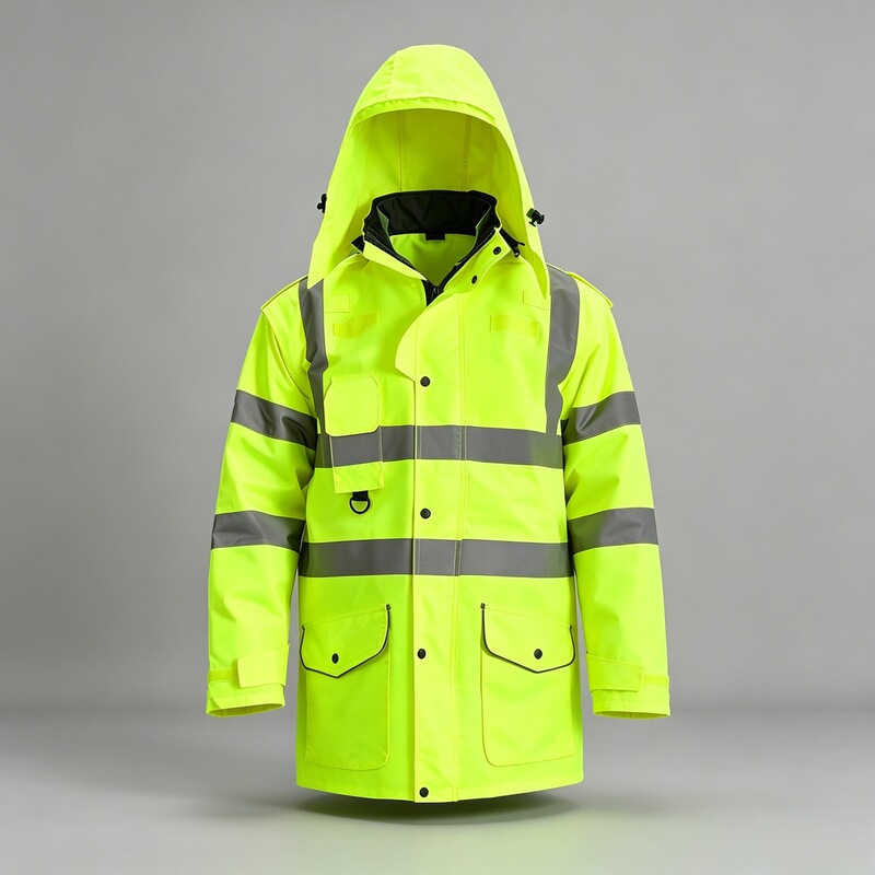 Reflective raincoat, cotton-padded jacket, cold-proof, rain-proof, wind-proof safety clothing with removable lining, suitable for construction and traffic warning work