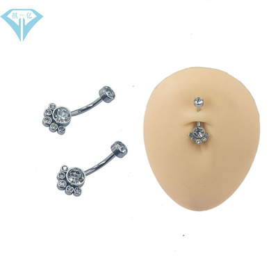 外貿電商穿刺飾品動物手掌可愛款身體肚臍釘焊接水鑽人體肚臍環