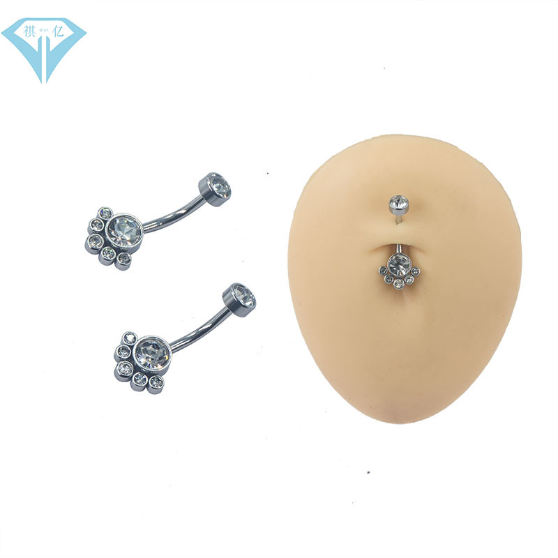 外貿電商穿刺飾品動物手掌可愛款身體肚臍釘焊接水鑽人體肚臍環