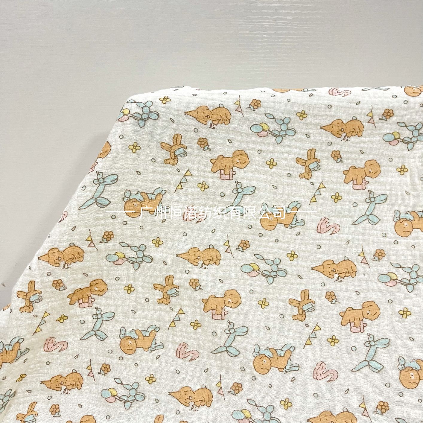 全棉双层纱布印花碎花绉布面料婴儿浴巾家居服童装睡衣毛毯面料