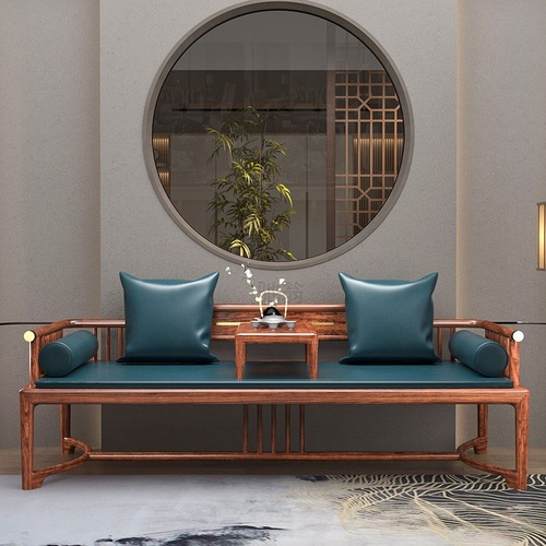 3l new Chinese style Arhat bed solid wood sofa simple modern small apartment push-and-retractable Zen couch living room dual-purpose bed