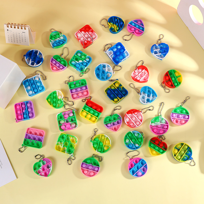 Cartoon Rodent Killer Pioneer Keychain Pendant Spliced Color Square Press Toy Finger Bubble Music Decompression Keychain