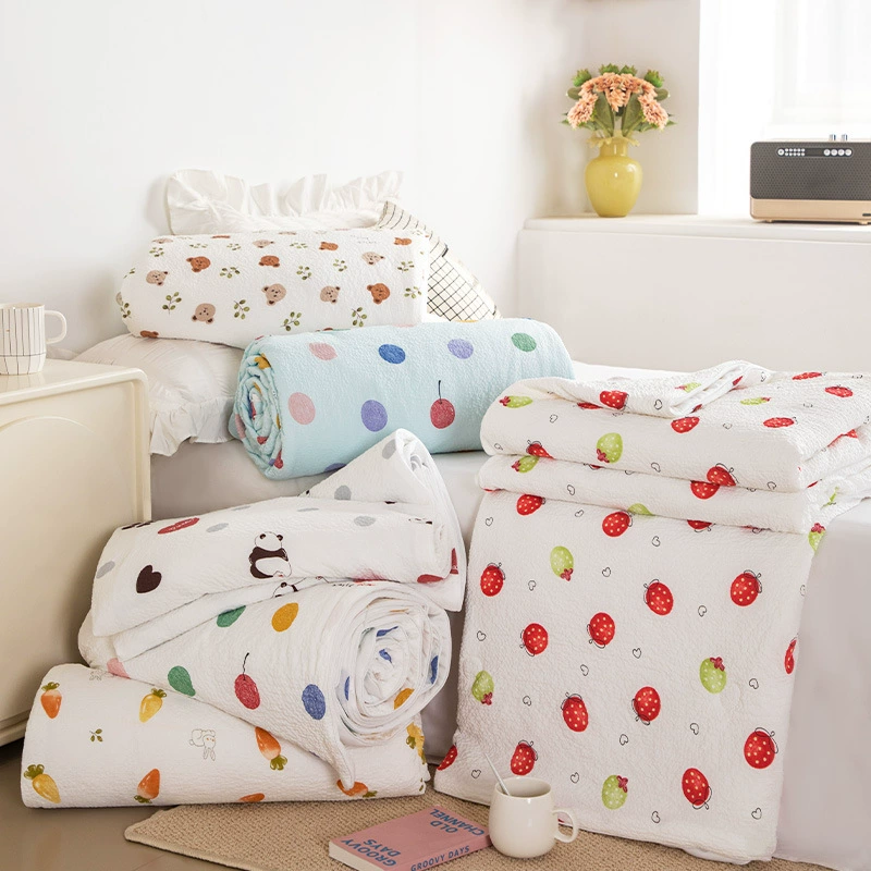 Милый мультфильм сирсакер летнее прохладное хлопковое стеганое машинная стирка студенческое общежитие весна и осень стеганое летнее одиночное одеяло кондиционер двойное одеяло