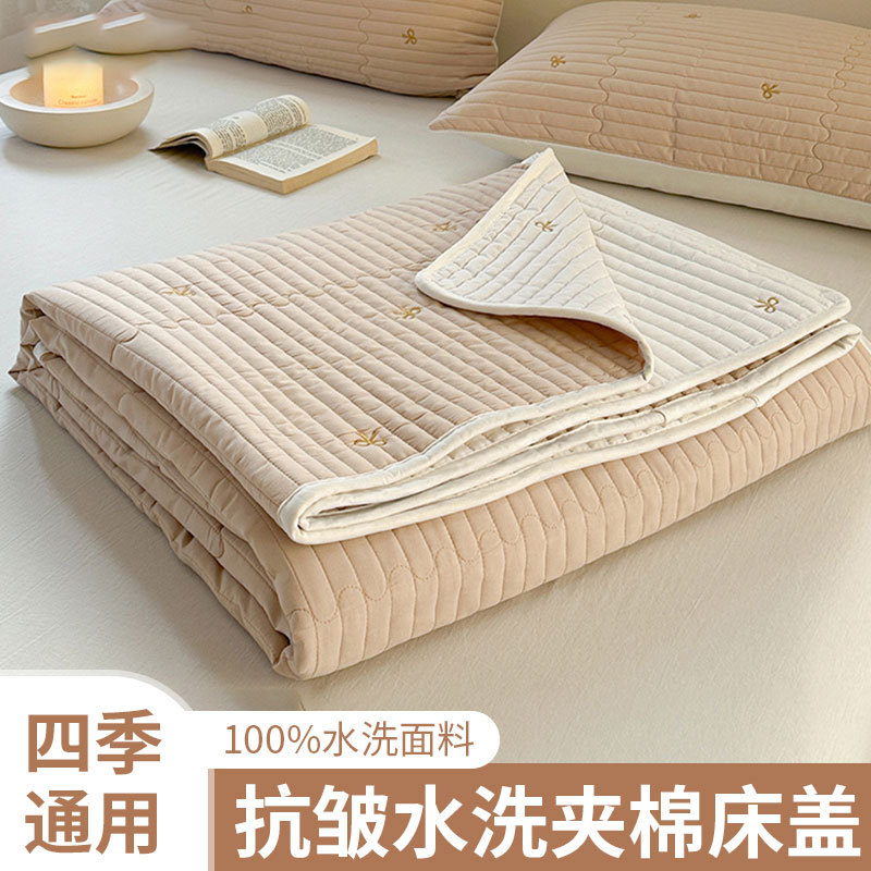Tapa de cama acolchada de algodón lavado pieza individual 2025 nueva funda de almohada de sábana de tatami para niños de cuatro estaciones